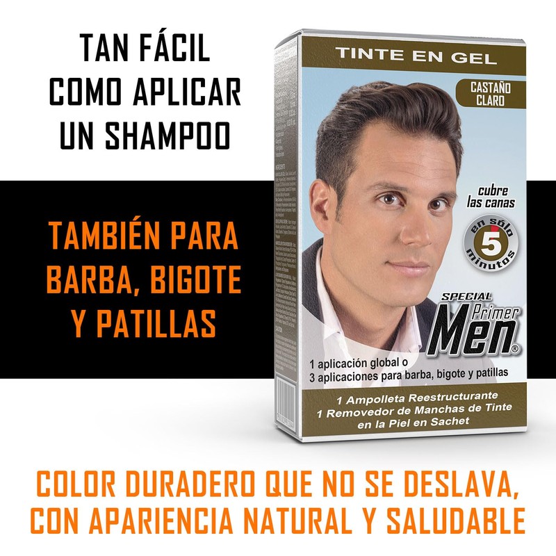 Tinte En Gel Para Barba Bigote Cabello Men Castaño Claro