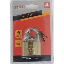 Best House Padlock with 3 Keys Small Padlock with Keys, Mini Padlock, 40 MM Brass Finished Zinc Plated Key Padlock for Luggage Suitcase, Gym Locker, Travel Bags, Cabinets (Pack of 2 Pcs)