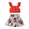 Toddler Baby Girls Summer Skirt Outfits Set Infant Sleeveless Button