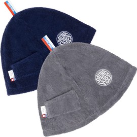 SAUNA VIBES Sauna Hat, Set of 2 Colors, Popular with Women, Prevents Blurring of Hair, Prevents Damaging of Hair, Imabari Towel, Key Pocket, Men's, Women's, Sauna Vibes, multicolor (navy / gray)