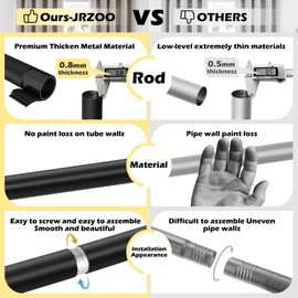 Black Curtain Rods 48 to 84 Inches(4-7 Feet),5/8 inch Splicing Drapery Rods,Small Curtain Rods Set,Size: 36''-88'',Matte Black