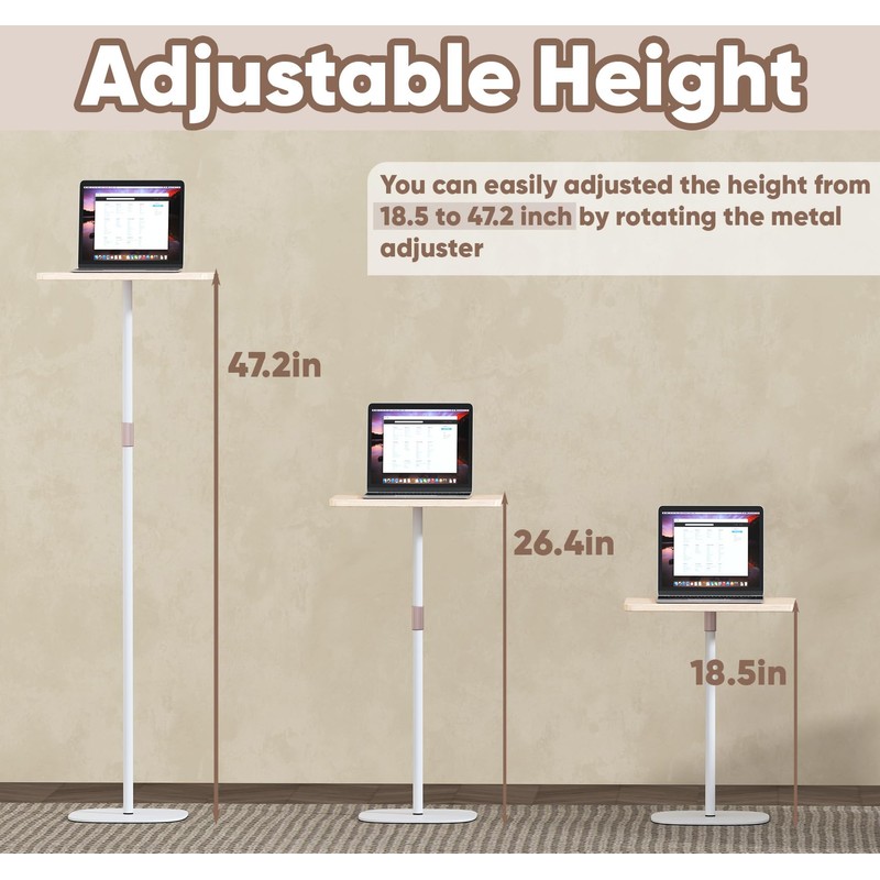 tonchean Portable Standing Desk, Adjustable Height 18’‘-47’’ Mini Floor Desk,