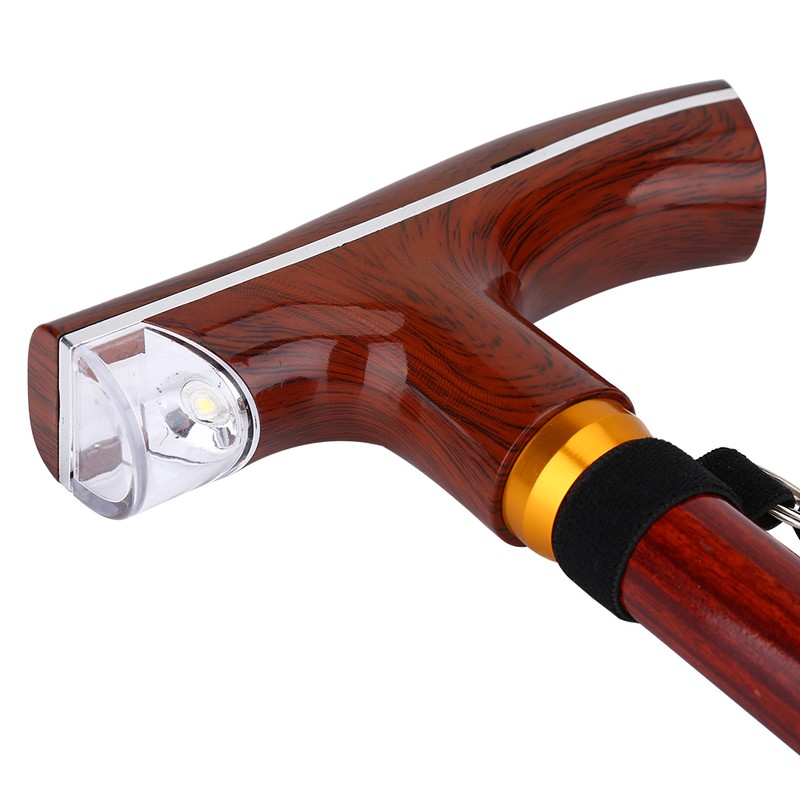 Metal Multi Function Telescopic Flashlight Lightweight Cane (Rosewood Color)