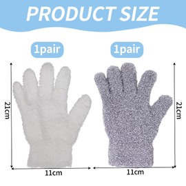 SLAXJNE 2 Pairs of Coarse Velvet Gloves, Sweat-Absorbing and Breathable Velvet Gloves, Cleaning and Dust Gloves, Absorbent Microfibre Gloves, Reusable Gloves