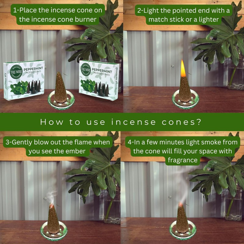 TRUMIRI Peppermint Incense Cones - Total 20 Cone Incense -
