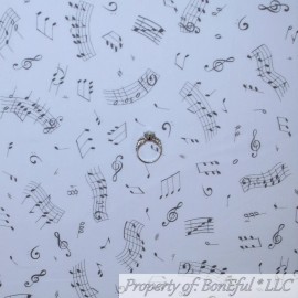 Blank Quilting BonEful Fabric FQ Cotton Quilt VTG White Gray Ballet Dance Music Note Piano Clef