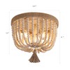 AMZASA Boho Flush Mount Ceiling Light Wooden Beaded Hepm Rope
