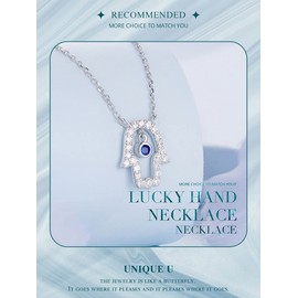 PAHALA 925 Sterling Silver Fatima's Hand Guardian CZ Pendant Necklace Wedding