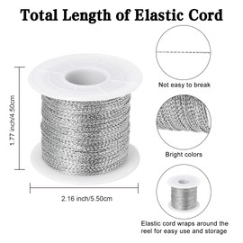 Metallic Cord 218 Yards 1mm Silver String Twine Metallic Tinsel Thin Ribbon Rope Silver Thread String for Crafts Bracelet Necklace Jewelry Making Gift Wrapping Christmas Ornaments Hanging Decor 2 Roll