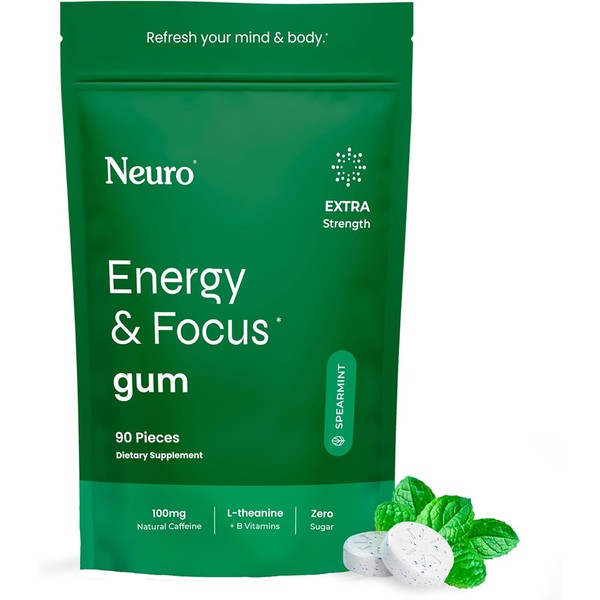 NeuroGum Extra Strength Energy & Focus Gum (90 Count Bag,