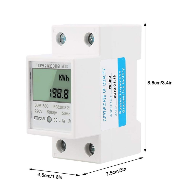 Single Phase Energy Meter, 5-80A DDM15SC LCD Digital Display Single