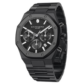 SOPPHERO Men's Watches Luxury 50 m Waterproof Watch for Men Business Date Sport Time Fashion Steel Strap Watch Gift for Men, Black-black, Bracelet