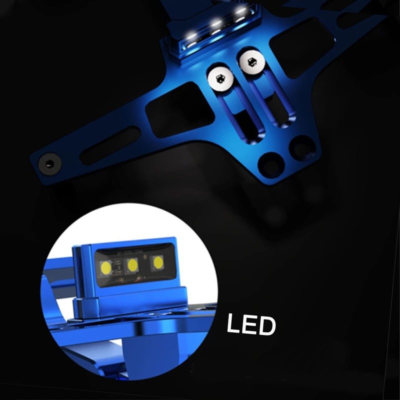Mulcort Motorcycle License Plate Holder, Aluminium Alloy Universal Black, LED