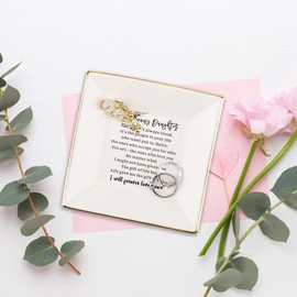 To my Bonus Daughter Ceramic Jewelry Trinket Dish - Bonus Daughter Gift from Stepmom Stepdad, Stepdaughter Birthday Graduation Christmas Valentine Gifts Idea from Step Mother