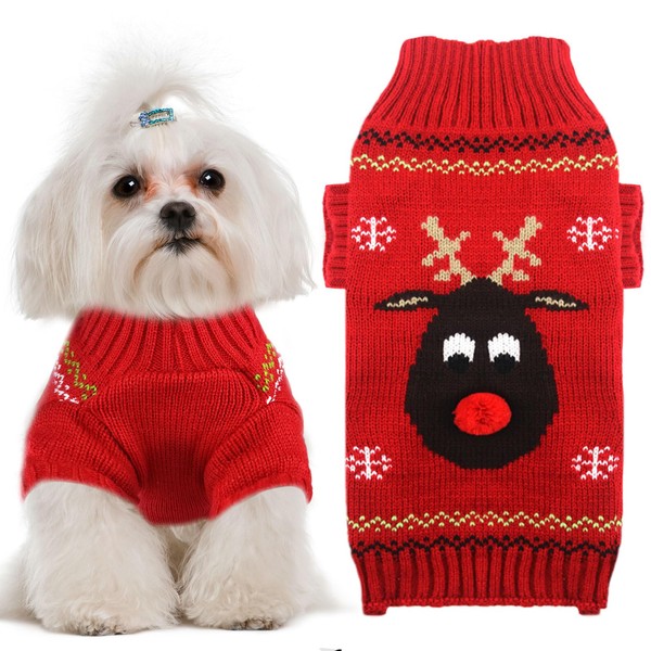 UETZLTB Dog Christmas Sweater Soft Warm Fall Winter Turtleneck Knitted