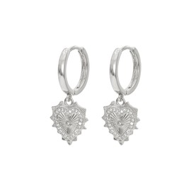 Sterling Silver Halo Heart Hoop Earrings, Ari Heart Huggie Earrings for Women, Small Hoop Earrings Sparkling Drop Earrings Women Dangle Earrings, Fashion Jewelry, Gift for Women (Silver)