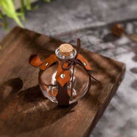 Magic Potion Bottle,Wizard Potions Glass Holder with Cork Stopper and Faux Leather Harness with Holster Loop,Cosplay Medieval (Brown)