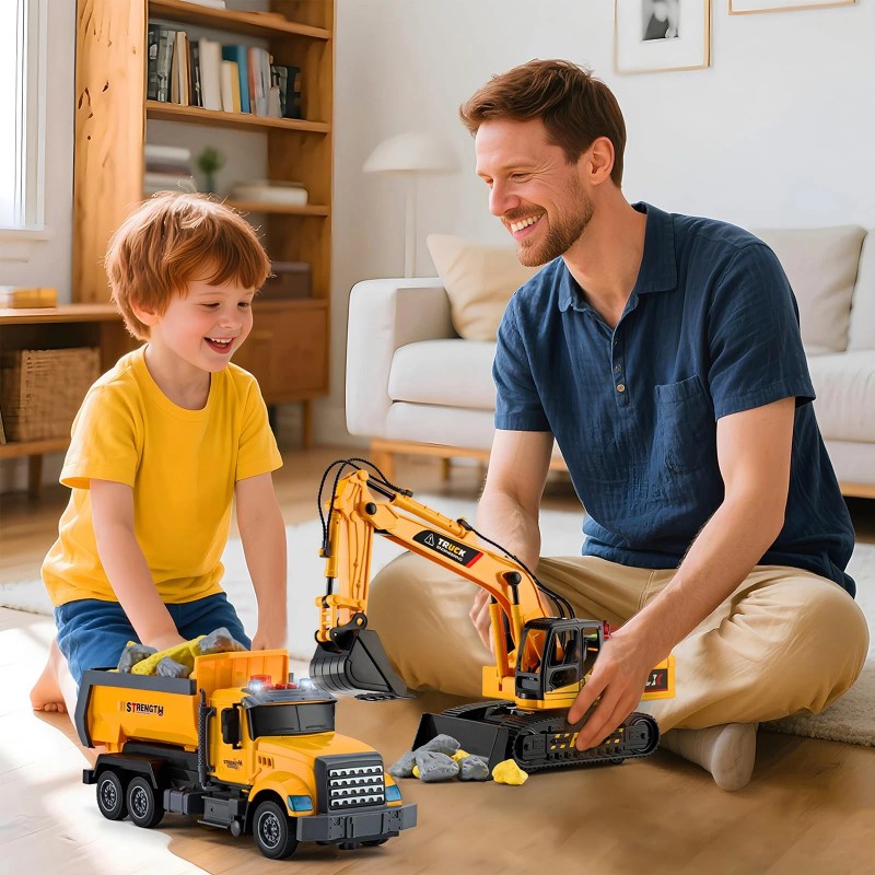 LerBao 2 Pack Large Construction Engineering Truck Toys,Moveable Claw Excavat...