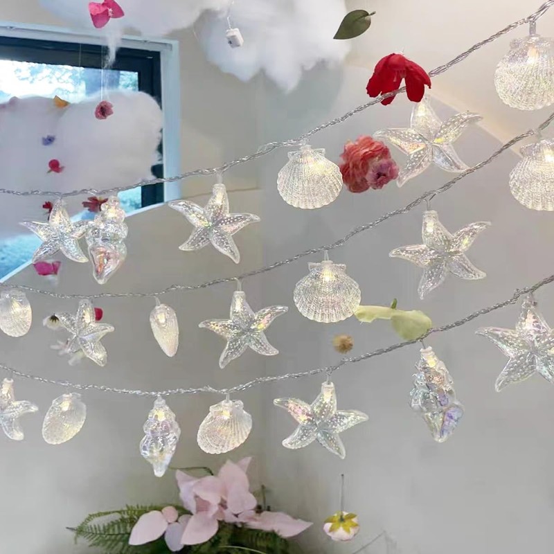 ZDAYOZ Starfish Shell String Light, 13.85 ft, 40 Warm White