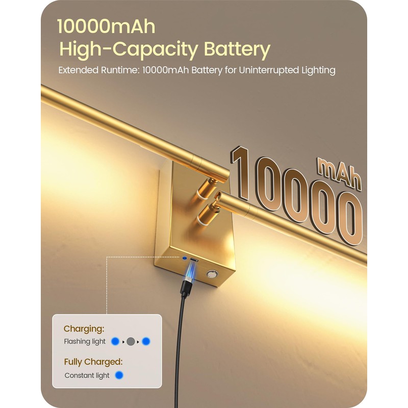 GOEBLESON 38.6" Wireless Battery Operated Wall Sconces Set of Two,Rechargeable