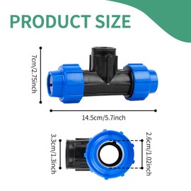 Wzzy Gurden T-Piece PE Pipe Fitting for Thread: Connector for Drainage Valve, 25 mm x 3/4 Inch Female Thread, Quick & Easy Connection Technology, Self-Sealing Thread Connection (Pack of 4)