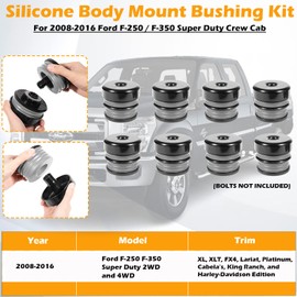 Silicone Body Mount Kit for Ford F-250 / F-350 Crew Cab 2008-2016, 8PCS Silicone Body Mount Bushings Kit Improve Bumpy Ride, Durable Components Outperforms OEM and PU Mounts（Gray)