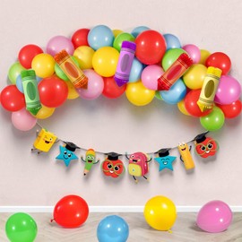 KatchOn, Preschool Graduation Decorations Set - Pack of 31 | Preschool Graduations Sign for Prek Decoration | Honeycomb Crayon Pencil and Colourfull Balloons | Graduation Decorations 2025