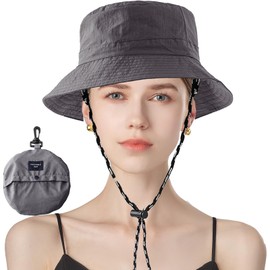 YOUYIKE Women's Fishing Hat - Waterproof, UV Protection, Foldable Rain Hat for Fishing, Hiking and Beach, Wide Brimmed Fishing Hats for Women, Sun Hat Women Foldable, gray