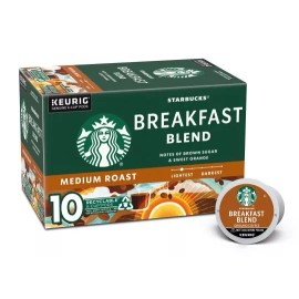 Starbucks Breakfast Blend K Cups - PICK 10, 64, 72 OR 88 K Cup - Medium Roast - 10 K-Cups