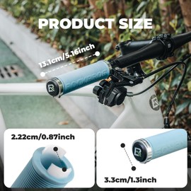 ROCKBROS Bike Handlebar Grips Non-Slip Double Lock Bicycle Grips 2.22mm Universal Mountain Bike Grips for MTB BMX Road Bike Gravel Bike Scooter, Black, Blue, Green
