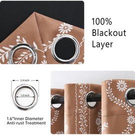 LIMON HOME Short Blackout Curtains for Bedroom Windows,Boho Patterned Terra Cotta Blackout Curtains 45 Inch Long Burnt Orange Burnt Orange for Living Room