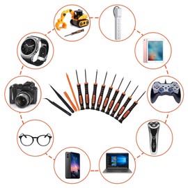 Create idea 13 Pieces Torx Security Screwdriver Repair Tool Set T2 T3 T4 T5 T6H T8H T10H 1.5 2.0 Phillips Screwdriver S2 Steel