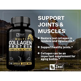 Píldoras de péptidos de colágeno múltiple (tipos), píldoras de colágeno alimentadas con hierba (180 cápsulas) – Mezcla de proteína de colágeno hidrolizado para cabello, piel, uñas y soporte de articulaciones, píldoras de colágeno para mujeres
