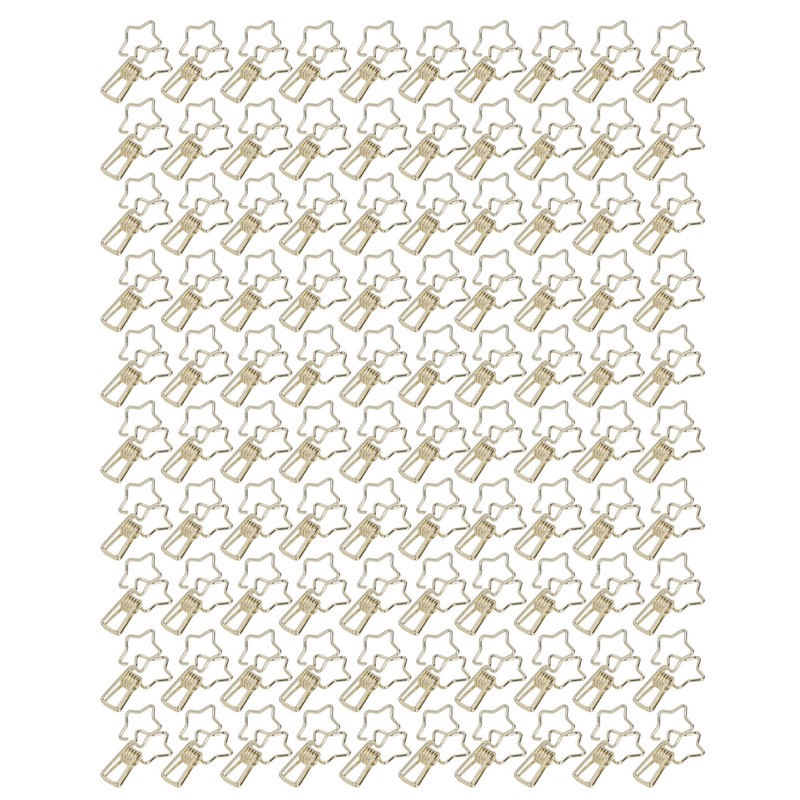 100Pcs Star Binder Clips Hollow Out Cartoon Style Strong Clamping