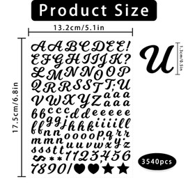 3540 Letter Stickers 30 Sheets Alphabet Stickers 0.5in Vinyl Self-Adhesive Number Alphabet Stickers, Mailbox Numbers Labels DIY Crafts Art Making, Decals for Sign,Notebook (Handwriting,Black)
