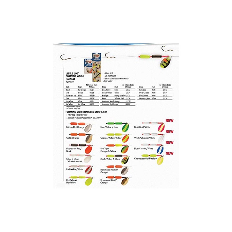 Little Joe Floating Worm Harness - Red-White Blade/White Float, One