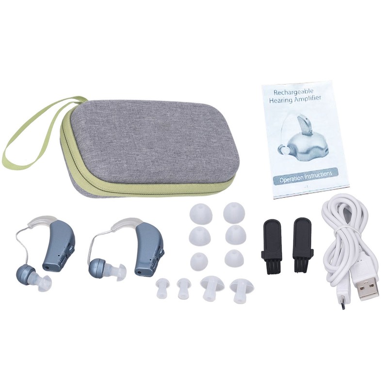 2PCS Sound Hearing Device Rechargeable Sound Enhancer Aids with Noise