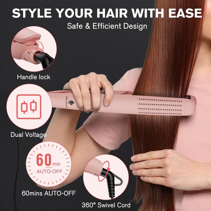 MiroPure 360° Titanium Flat Iron Hair Straightener and Curler 2