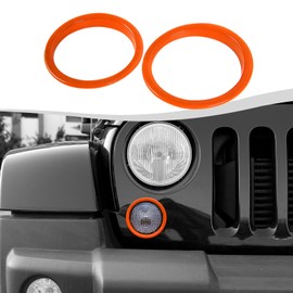 SQQP Front Turn Signal Light Lamp Trim Cover Compatible with 2007-2018 Jeep Wrangler JK JKU(Chrome)