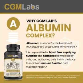 CGM Labs - Albumin Complex - Egg Protein, Royal Jelly, Amino Acids - 200 Tablets