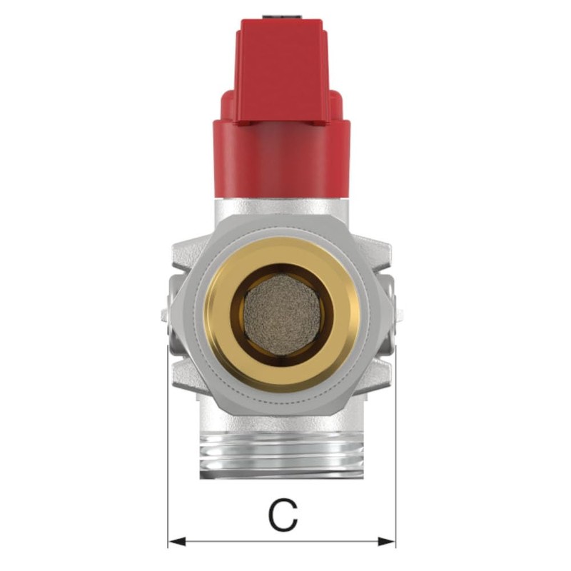 Simplex KFE Ball Valve Corner AG 1/2 Inch, Self-Sealing Thread