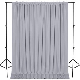 DWCN 10x8 FT Silver Gray Backdrop Curtains for Parties, Photography Backdrop Drapes with Rod Pockets for Wedding Decorations Stage Birthday Family Gatherings, 2 Panels 5ft x 8ft