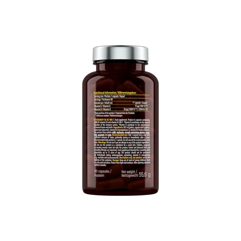 Essensey Vitamin D3 K2 MK-7 - Dietary Supplement Helps Maintain