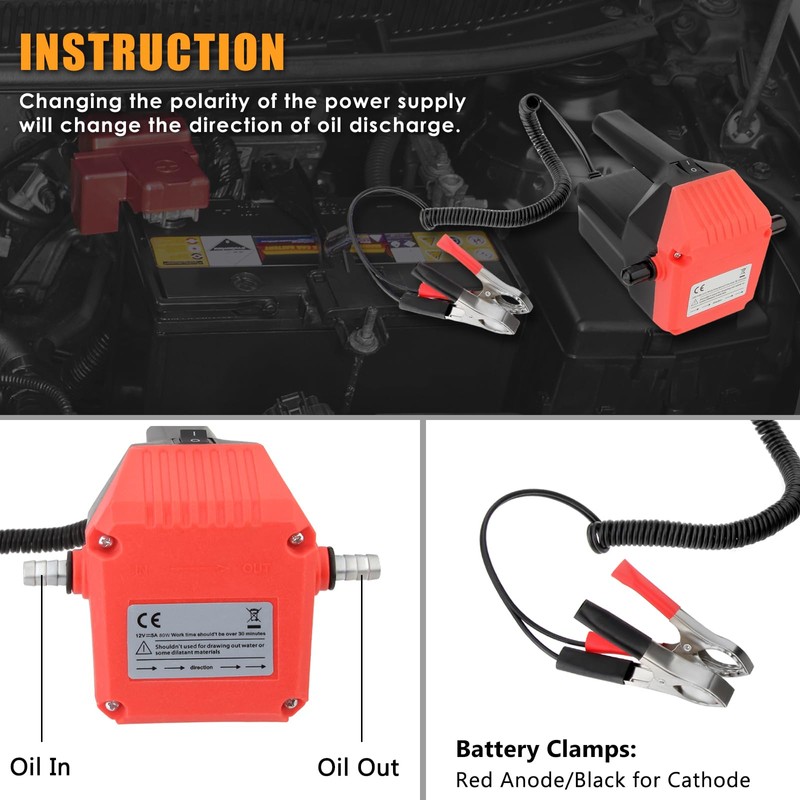 Twilight Garage 12V 80W Oil Change Pump Extractor, Diesel/Oil Fluid