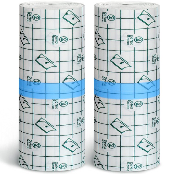 Tondiamo 2 Pieces Transparent Stretch Adhesive Bandage Waterproof Bandage Clear Adhesive Bandages Dressing Tape (6 Inch x 10.94 Yard)