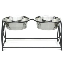 Pets Stop Butterfly Double Diner - Black - Medium