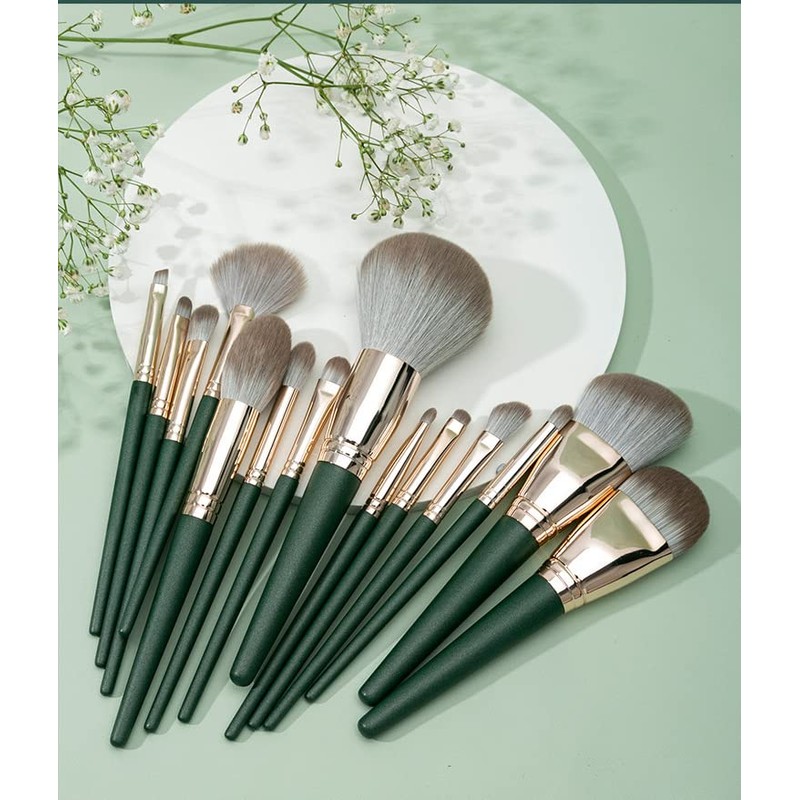 GRTUFOBA Makeup Brushes Set, 14 Pieces, Premium Fiber Bristles, Super