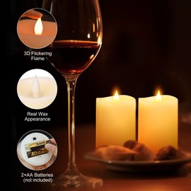 milysoek 3x4 Flickering Flameless Candles Set of 2,Real Wax LED Battery Candles,with Timer,4 inch Flameless Candles with Remote,Battery Operated Candles,for Wedding Holiday Home Decor,Ivory