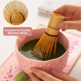 Matcha Set Whisk and Bowl,7Pcs Ceremonial Grade Matcha Kit with Sieve,Whisk Holder, Reusable Matcha Making Kit for Tea Drinking Gift for Friend Family,Classic Green Matcha Making kit (A)