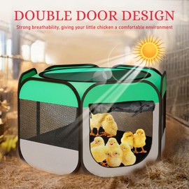 Portable Chicken Coop Chicken Tent with Waterproof Flame Retardant Cloth Bottom for Small Animals Foldable Outdoor Indoor Enclosure Chicken Brooder Pen (Chicken Brooder Tent with Feeder)